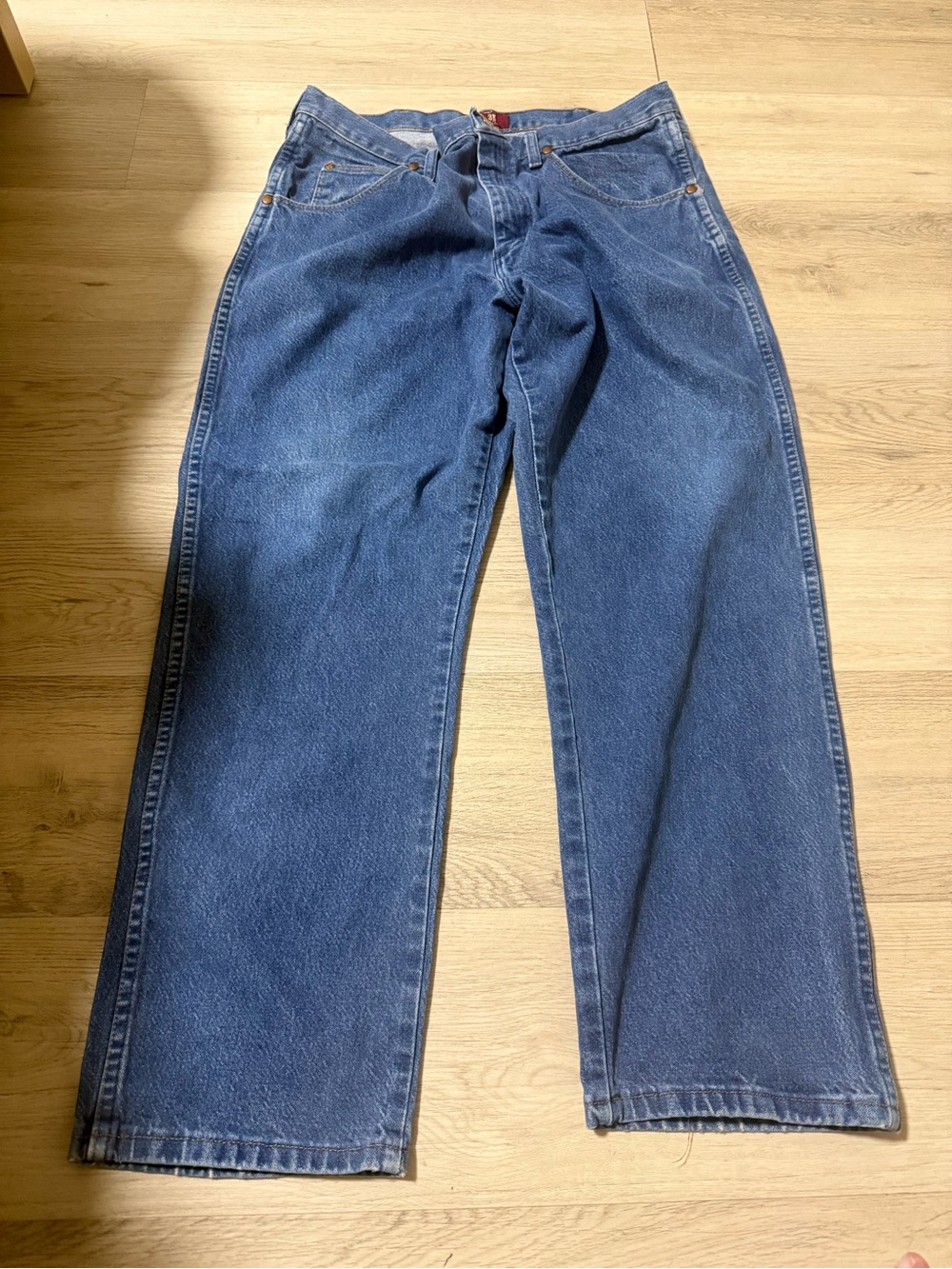 Vintage Wrangler Jeans Mens 36 x 28 Blue Denim Cowboy Boot Cut Fit Stonewash